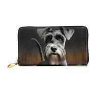 MMSJSBVY Astronaut Landing On The Moon Portefeuille en cuir avec fermeture éclair pour femme, Animal Schnauzer Chien, Taille unique