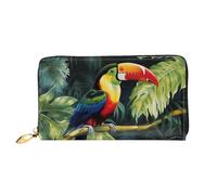MMSJSBVY Astronaut Landing On The Moon Portefeuille en cuir avec fermeture éclair pour femme, Perchoir toucan des forêts tropicales américaines, Taille unique