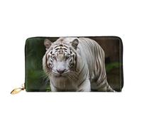 MMSJSBVY Astronaut Landing On The Moon Portefeuille en cuir avec fermeture éclair pour femme, Tigre blanc majestueux du Bengale, Taille unique