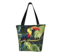 MMSJSBVY Astronaut Landing On The Moon Sac à main pour femme, sac fourre-tout, grande capacité, adapté pour le shopping, la plage et le fitness, Perchoir toucan des forêts tropicales américaines