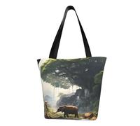MMSJSBVY Astronaut Landing On The Moon Sac à main pour femme, sac fourre-tout, grande capacité, adapté pour le shopping, la plage et le fitness, Ancien Big Tree Animal Paysage, Taille unique