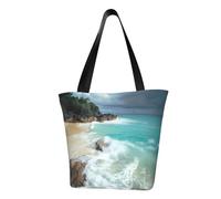 MMSJSBVY Astronaut Landing On The Moon Sac à main pour femme, sac fourre-tout, grande capacité, adapté pour le shopping, la plage et le fitness, Serene Coastal, Taille unique