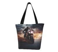 MMSJSBVY Astronaut Landing On The Moon Sac à main pour femme, sac fourre-tout, grande capacité, adapté pour le shopping, la plage et le fitness, Man Ride a Motorcycle, Taille unique