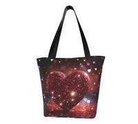 MMSJSBVY Astronaut Landing On The Moon Sac à main pour femme, sac fourre-tout, grande capacité, adapté pour le shopping, la plage et le fitness, Cœur pailleté rouge, Taille unique