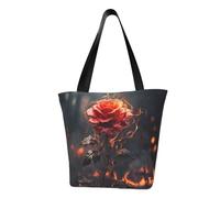MMSJSBVY Astronaut Landing On The Moon Sac à main pour femme, sac fourre-tout, grande capacité, adapté pour le shopping, la plage et le fitness, Fleurs rouges brûlant, Taille unique