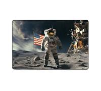MMSJSBVY Astronaute Landing On The Moon Tapis de sol en flanelle doux, antidérapant et absorbant en mousse à mémoire de forme, convient pour salon, chambre à coucher, bureau, 152,4 x 99,1 cm, lavable