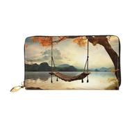 MMSJSBVY Beach Lighthouse Portefeuille en cuir avec fermeture éclair pour femme, Balançoire et arbre d'automne, Taille unique