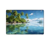 MMSJSBVY Beautiful Island In The Sea Tapis de sol en flanelle doux, antidérapant et absorbant en mousse à mémoire de forme, convient pour salon, chambre à coucher, bureau, 152,4 x 99,1 cm, lavable