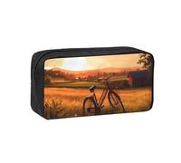 MMSJSBVY Belle trousse à crayons de grande capacité en tissu Oxford avec fermeture éclair lisse pour l'école, le bureau, les voyages, Vue rurale du coucher de soleil, Taille unique, Trousse de beauté