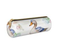 MMSJSBVY Belle trousse de rangement cylindrique en cuir avec motif de fleurs, grande capacité, convient pour les étudiants, le bureau, les voyages, le maquillage, le rangement des pinceaux avec
