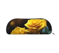 MMSJSBVY Blue Flower Trousse à crayons en cuir avec fermeture éclair pour stylos, cosmétiques et voyage Motif tropical, Magnifiques roses jaunes, Taille unique, Cartable