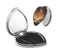 MMSJSBVY Book Under The Light Miroir de poche portable pliable compact avec housse en polyuréthane, double face normale et grossissante