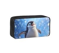 MMSJSBVY Book Under The Light Trousse à crayons de grande capacité en tissu Oxford avec fermeture éclair lisse pour l'école, le bureau, les voyages, Happy Penguin, Taille unique, Trousse de beauté