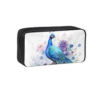 MMSJSBVY Book Under The Light Trousse à crayons de grande capacité en tissu Oxford avec fermeture éclair lisse pour l'école, le bureau, les voyages, Paon mignon., Taille unique, Trousse de beauté