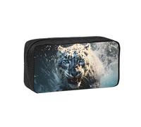 MMSJSBVY Book Under The Light Trousse à crayons de grande capacité en tissu Oxford avec fermeture éclair lisse pour l'école, le bureau, les voyages, Léopard des neiges., Taille unique, Trousse de