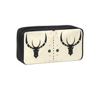 MMSJSBVY Book Under The Light Trousse à crayons de grande capacité en tissu Oxford avec fermeture éclair lisse pour l'école, le bureau, les voyages, Chasse flèches triangles cerf, Taille unique