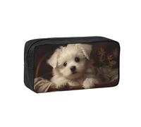 MMSJSBVY Book Under The Light Trousse à crayons de grande capacité en tissu Oxford avec fermeture éclair lisse pour l'école, le bureau, les voyages, Chien mignon., Taille unique, Trousse de beauté