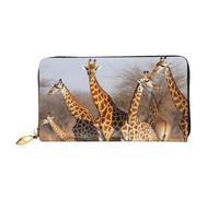 MMSJSBVY Colorful Undersea World Portefeuille en cuir avec fermeture éclair pour femme, Giraffes Family, Taille unique