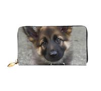 MMSJSBVY Colorful Undersea World Portefeuille en cuir avec fermeture éclair pour femme, Joli chiot berger allemand., Taille unique