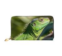 MMSJSBVY Colorful Undersea World Portefeuille en cuir avec fermeture éclair pour femme, lézard vert., Taille unique