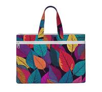 MMSJSBVY Confettis Sac à documents en toile avec motif lumineux, sac fourre-tout de grande capacité avec deux poches zippées pour les trajets et les études, Feuilles colorées., Taille unique