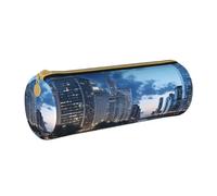 MMSJSBVY Cowboy West Trousse à crayons cylindrique en cuir Grande capacité Convient pour les étudiants, le bureau, les voyages, le maquillage avec fermeture éclair, Chicago Illinois USA, Taille unique