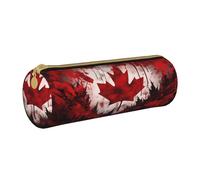 MMSJSBVY Cowboy West Trousse à crayons cylindrique en cuir Grande capacité Convient pour les étudiants, le bureau, les voyages, le maquillage avec fermeture éclair, Drapeau du Canada., Taille unique