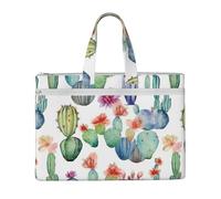 MMSJSBVY Cute Goose Sac à documents élégant en toile de grande capacité avec deux poches zippées pour les trajets et les études, Cactus aquarelle., Taille unique
