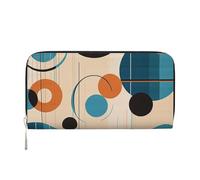 MMSJSBVY Echo Shapes & Circles Portefeuille long en cuir avec fermeture éclair pour femme Grande capacité avec emplacements pour cartes, Formes et cercles Echo, One Size