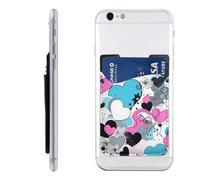 MMSJSBVY Étui de protection pour téléphone portable Père Noël avec porte-cartes - Étui adhésif en cuir PU pour l'arrière de la plupart des smartphones, Peau de vache avec cœurs Moo Love, Taille unique