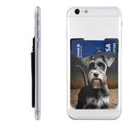 MMSJSBVY Étui pour téléphone portable avec nœud et girafe - Support pour carte d'identité - En cuir synthétique adhésif - Pour l'arrière de la plupart des smartphones, Animal Schnauzer Chien, Taille