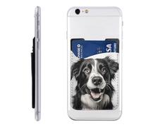 MMSJSBVY Étui pour téléphone portable avec porte-cartes en cuir PU adhésif pour l'arrière de la plupart des smartphones, Border Collie., Taille unique