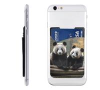 MMSJSBVY Étui pour téléphone portable avec porte-cartes - Étui adhésif en cuir PU pour l'arrière de la plupart des smartphones, Deux grands pandas., Taille unique