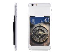 MMSJSBVY Gibbon Monkey Étui pour téléphone portable avec porte-cartes en cuir PU adhésif pour l'arrière de la plupart des smartphones Noir, Magical Design Boussole avec runes nordiques, Taille unique