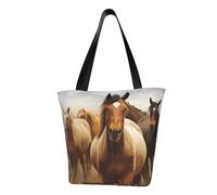 MMSJSBVY Grand Canal In Italy Sac à main pour femme, sac fourre-tout, grande capacité, adapté pour le shopping, la plage et le fitness, Beaucoup de chevaux, Taille unique