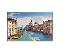 MMSJSBVY Grand Canal In Italy Tapis de sol en flanelle doux, antidérapant et absorbant en mousse à mémoire de forme, convient pour salon, chambre à coucher, bureau, 152,4 x 99,1 cm, lavable