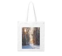 MMSJSBVY Grand sac à main en toile avec impression par transfert thermique double face pour le shopping, les voyages, le travail, Se promener dans la lumière hivernale, Taille unique