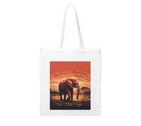 MMSJSBVY Grand sac fourre-tout en toile avec impression double face par transfert thermique pour le shopping, les voyages, le travail, Sunset Elephant, Taille unique