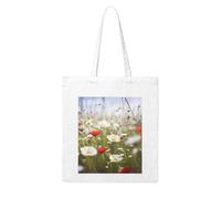 MMSJSBVY Grand sac fourre-tout en toile avec impression par transfert thermique double face pour le shopping, les voyages, le travail, Fleurs de prairie et marguerites, Taille unique