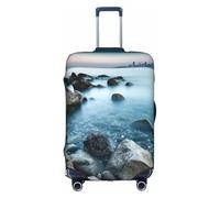 MMSJSBVY Housse de bagage élastique à motif de belles fleurs - Résistant à la poussière et aux rayures pour bagages de 45,7 à 81,3 cm, Mer calme et rochers, M