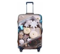 MMSJSBVY Housse de bagage élastique à motif de feuilles de dinosaures, résistante à la poussière et aux rayures, protection pour bagages de 45,7 à 81,3 cm, Coffret cadeau Merry Christmas, L