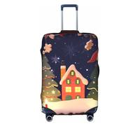 MMSJSBVY Housse de bagage élastique à motif de feuilles de dinosaures, résistante à la poussière et aux rayures, protection pour bagages de 45,7 à 81,3 cm, Tableau Merry Christmas, L
