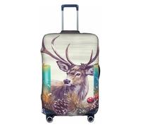 MMSJSBVY Housse de bagage élastique à motif de feuilles de dinosaures, résistante à la poussière et aux rayures, protection pour bagages de 45,7 à 81,3 cm, Merry Christmas Elk, XL