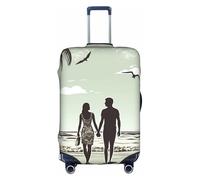 MMSJSBVY Housse de bagage élastique avec inscription Merry Christmas Candle - Résistante à la poussière et aux rayures - Pour bagages de 45,7 à 81,3 cm, Couple marié marchant sur la plage, S