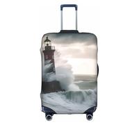 MMSJSBVY Housse de bagage élastique avec inscription Merry Christmas Candle - Résistante à la poussière et aux rayures - Pour bagages de 45,7 à 81,3 cm, Phare dans la tempête, L