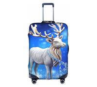 MMSJSBVY Housse de bagage élastique avec visages de bouledogue anglais - Résistant à la poussière et aux rayures pour bagages de 45,7 à 81,3 cm, Renne de Noël en cristal, L