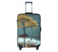 MMSJSBVY Housse de bagage élastique avec visages de bouledogue anglais - Résistant à la poussière et aux rayures pour bagages de 45,7 à 81,3 cm, Lac paisible et arbre, M