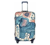 MMSJSBVY Housse de bagage élastique avec visages de bouledogue anglais - Résistant à la poussière et aux rayures pour bagages de 45,7 à 81,3 cm, Éléphant et fleur, S