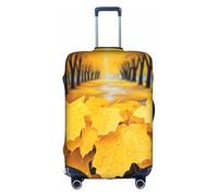 MMSJSBVY Housse de bagage élastique en forme de cœur et de fleurs - Résistant à la poussière et aux rayures pour bagages de 45,7 à 81,3 cm, Feuilles jaunes d'automne, L