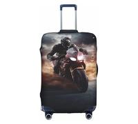 MMSJSBVY Housse de bagage élastique Spaniel On The Sofa - Résistante à la poussière et aux rayures - Pour bagages de 45,7 à 81,3 cm, Man Ride a Motorcycle, M